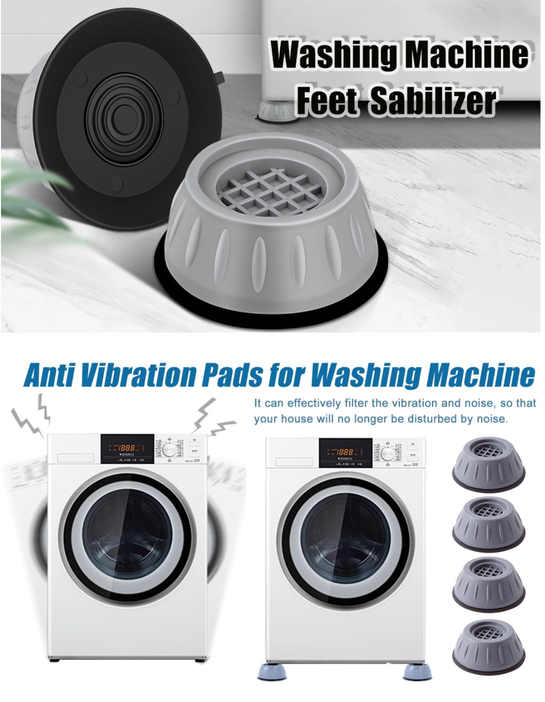Anti Vibration Pad-Anti-vibration Pads For Washing Machine - 4 Pcs Shock Proof Feet