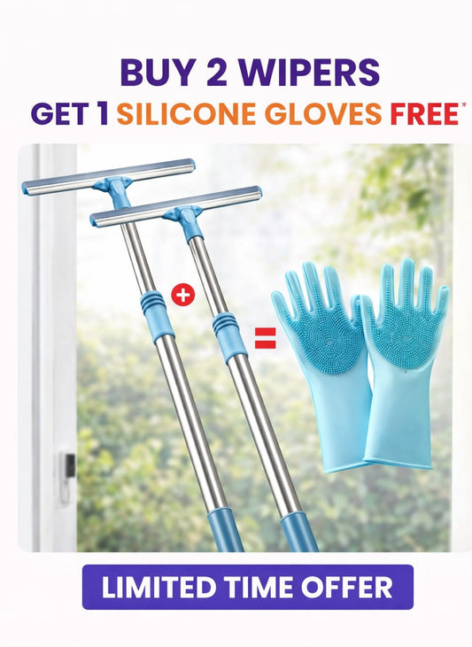 Safe Cleaning for Every Home – No Climbing, No Accidents Multi-Purpose Silicone Floor Squeegee Mop